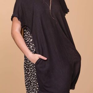 Umgee Black and White Dalmatian Print Dress